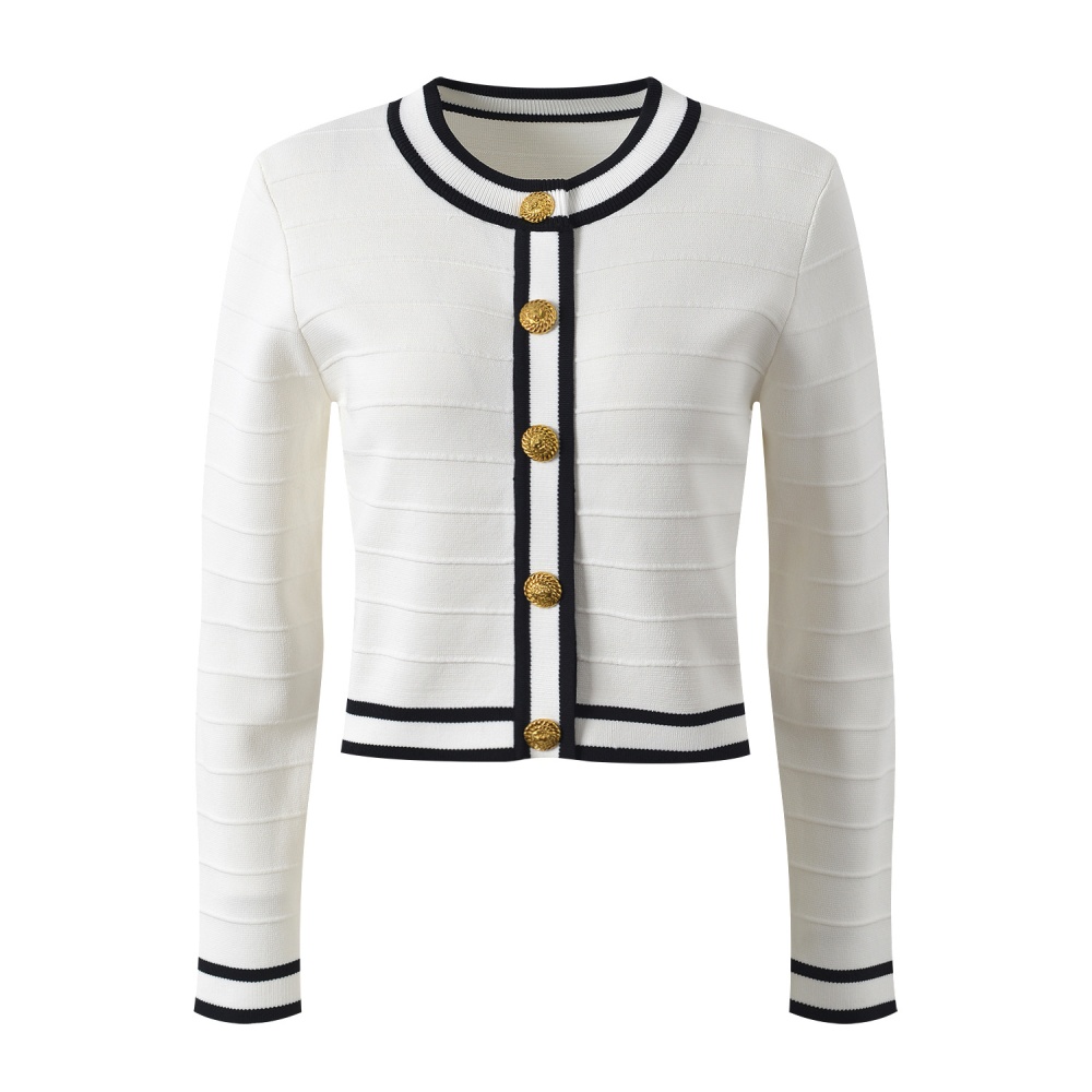 Temperament chanelstyle tops metal buckles sweater