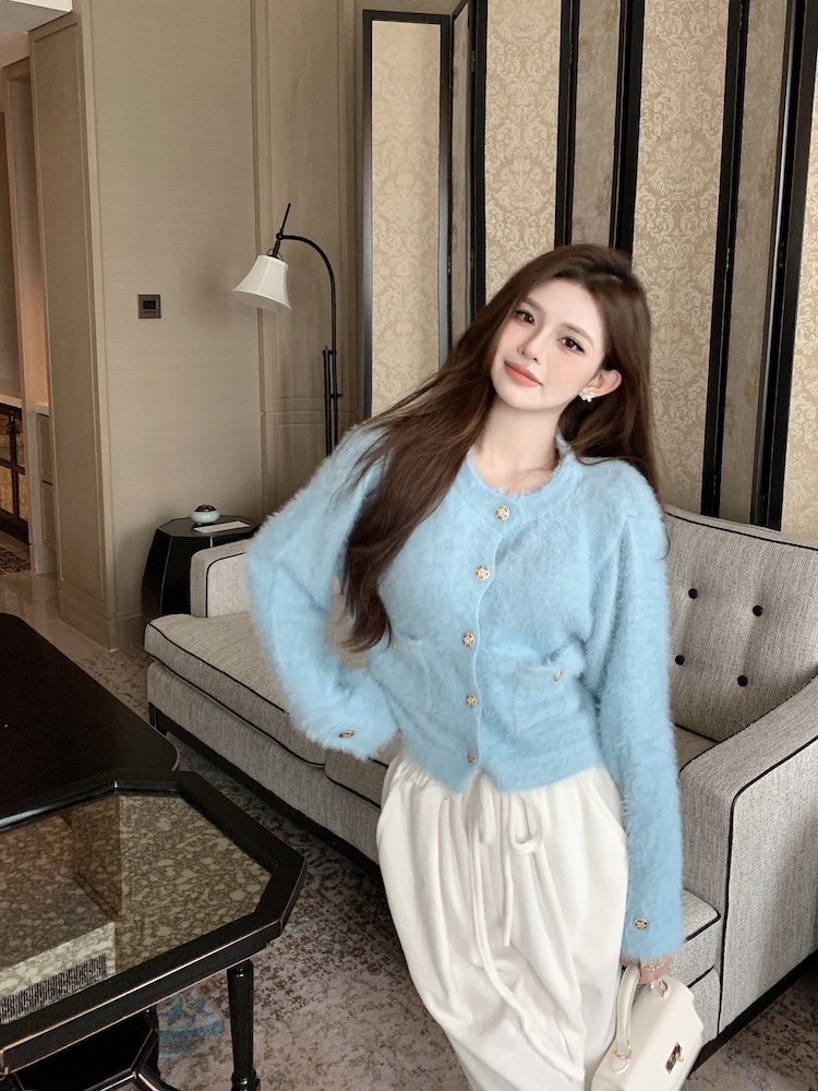 Korean style short cardigan lazy sweater for women