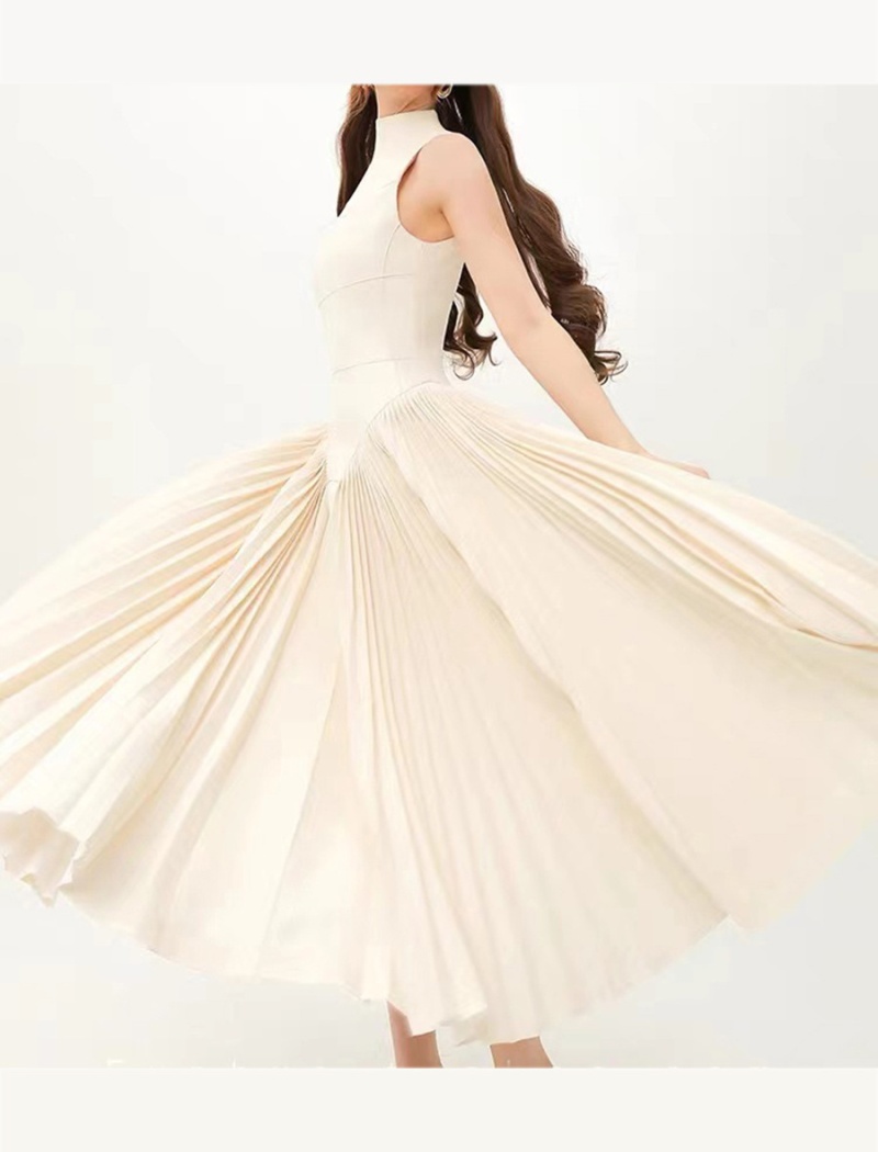 Summer pleated light dress temperament splice long dress