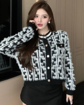 Single-breasted autumn coat mink hair cardigan