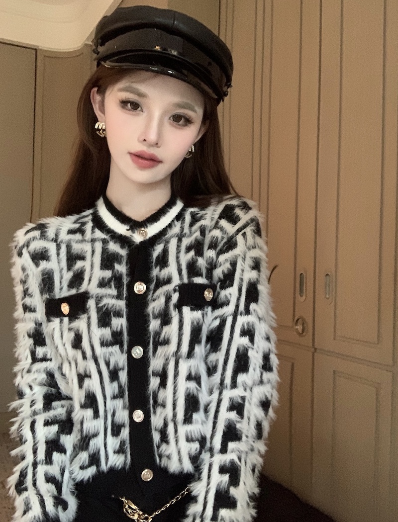 Single-breasted autumn coat mink hair cardigan