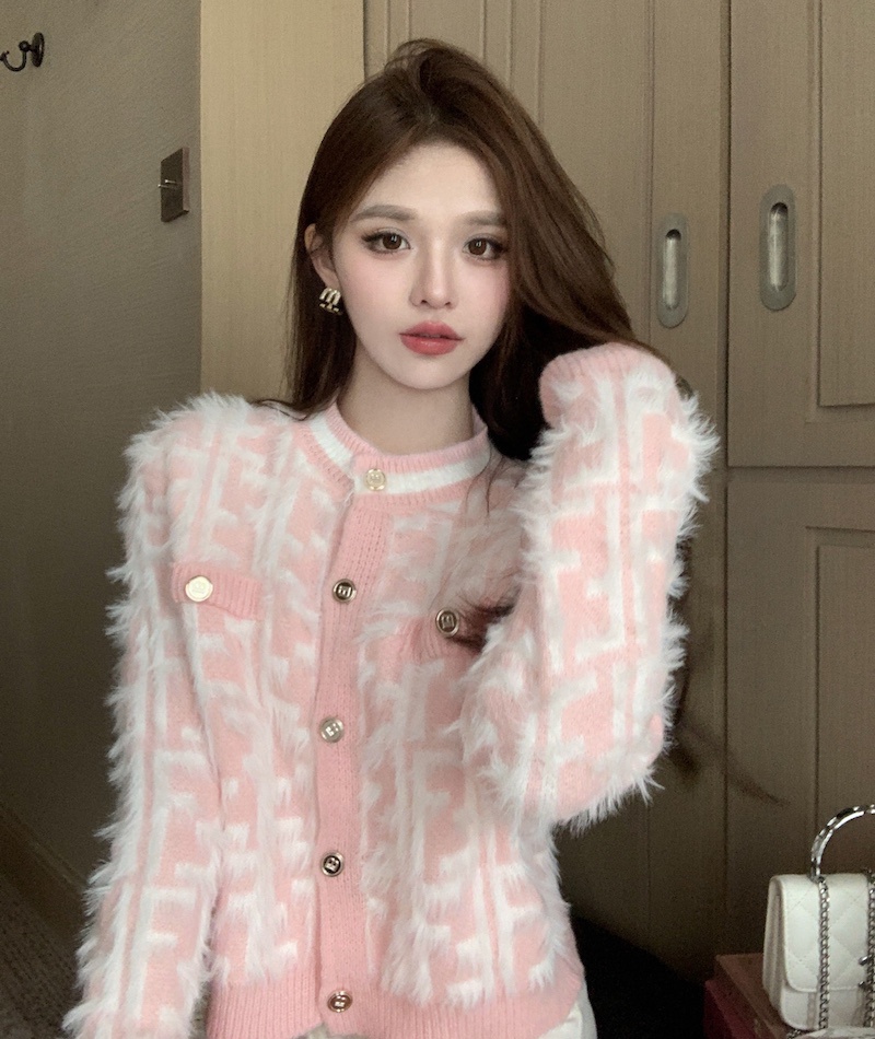 Single-breasted autumn coat mink hair cardigan