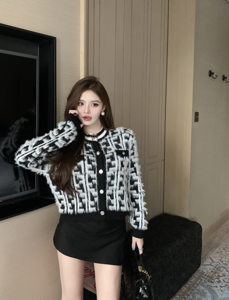 Single-breasted autumn coat mink hair cardigan