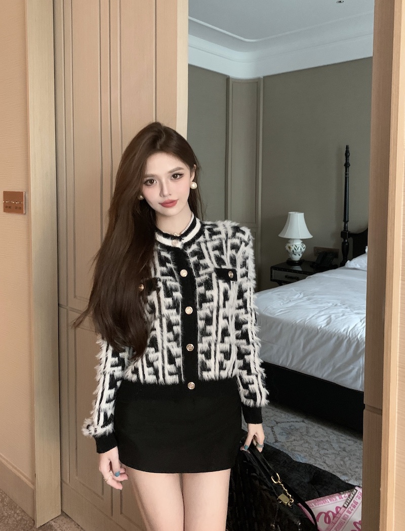 Single-breasted autumn coat mink hair cardigan