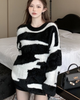 Zebra mohair loose autumn and winter lazy sweater