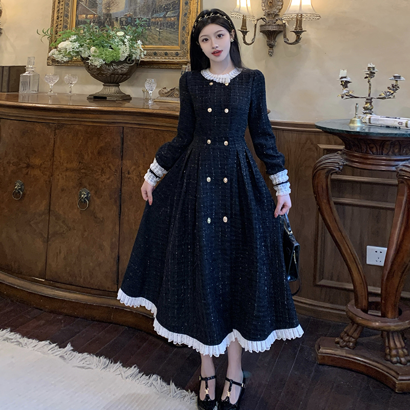 Corduroy chanelstyle ladies thick dress for women