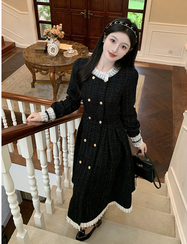 Corduroy chanelstyle ladies thick dress for women