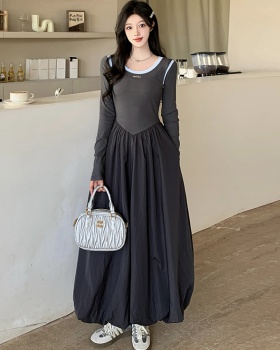 Korean style long dress long sleeve dress for women