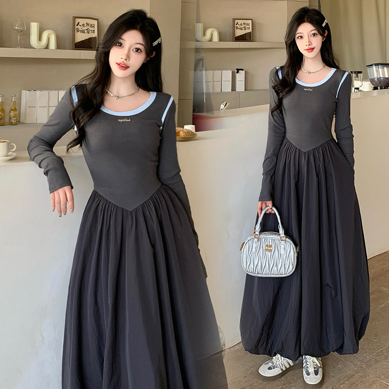 Korean style long dress long sleeve dress for women