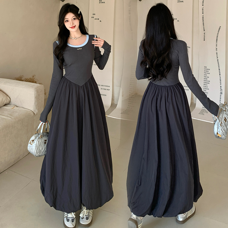 Korean style long dress long sleeve dress for women