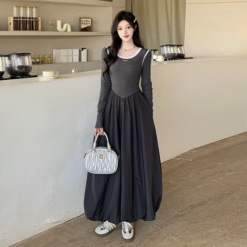 Korean style long dress long sleeve dress for women