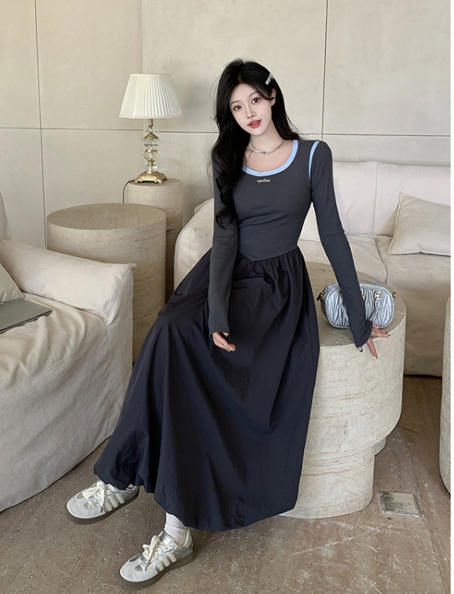 Korean style long dress long sleeve dress for women