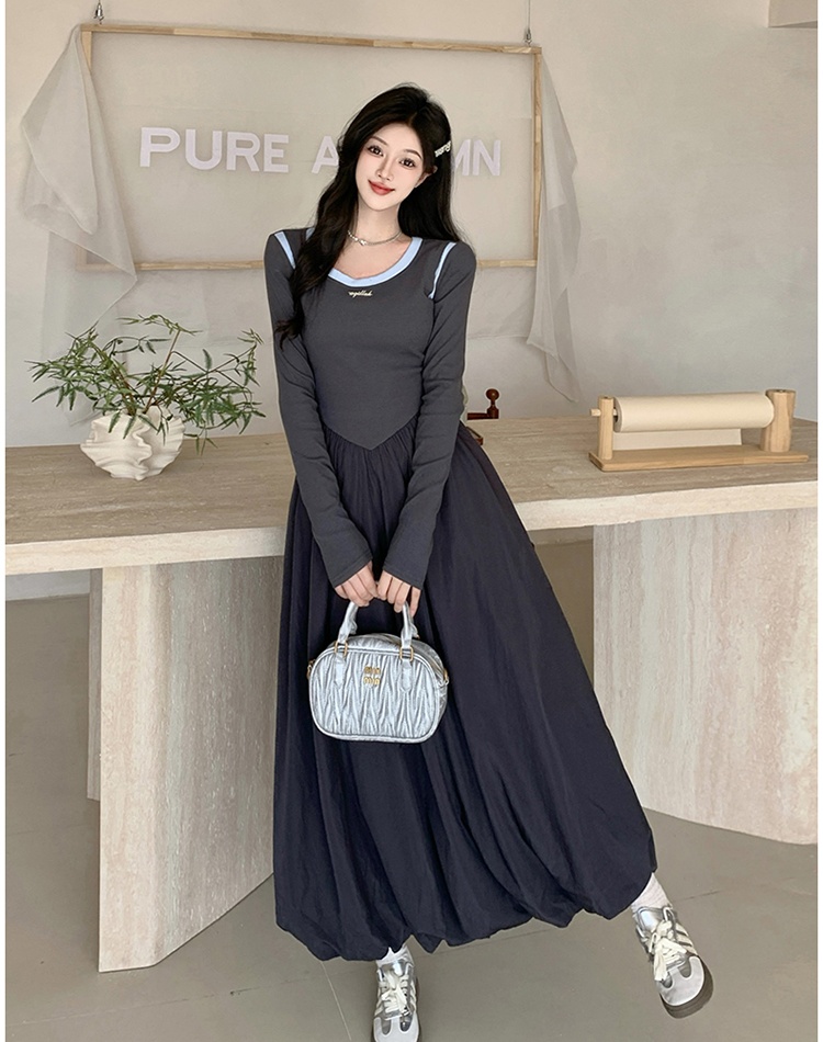 Korean style long dress long sleeve dress for women