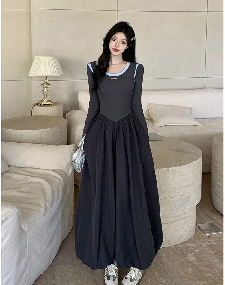 Korean style long dress long sleeve dress for women