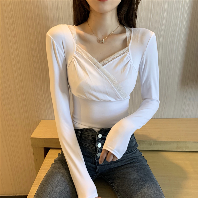 Long sleeve bottoming shirt V-neck T-shirt for women