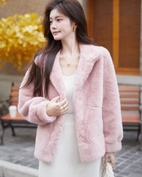 Plush cstand collar fur coat winter coat for women