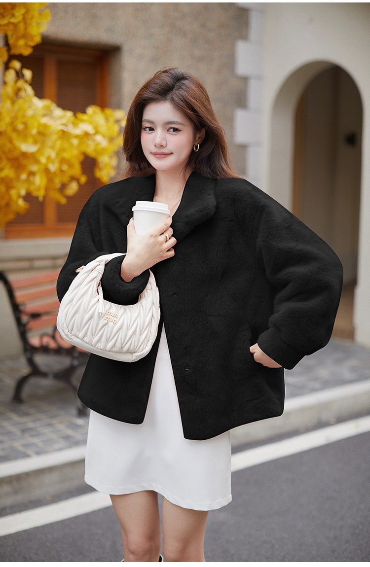 Plush cstand collar fur coat winter coat for women