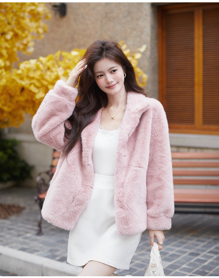 Plush cstand collar fur coat winter coat for women