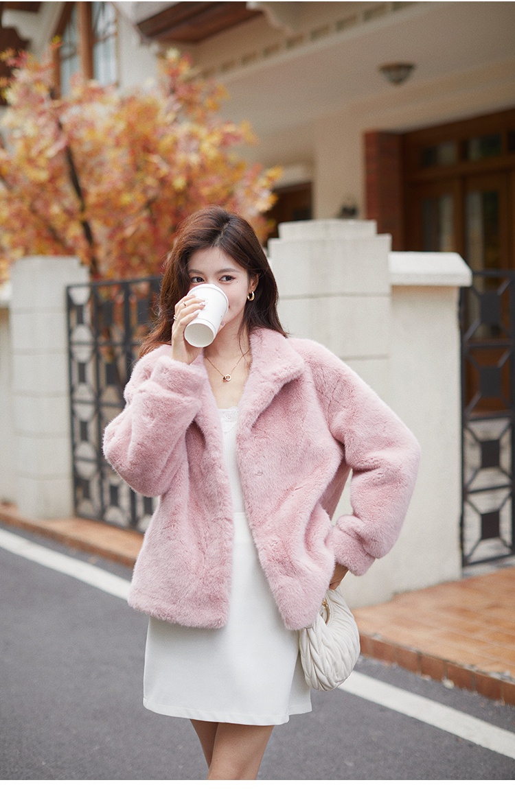 Plush cstand collar fur coat winter coat for women