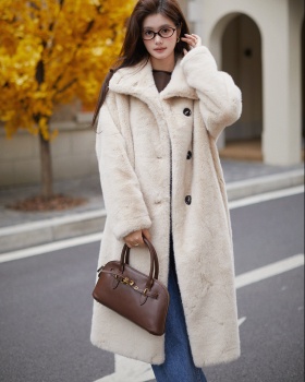 Placket thermal resin buckle loose mixed colors long coat