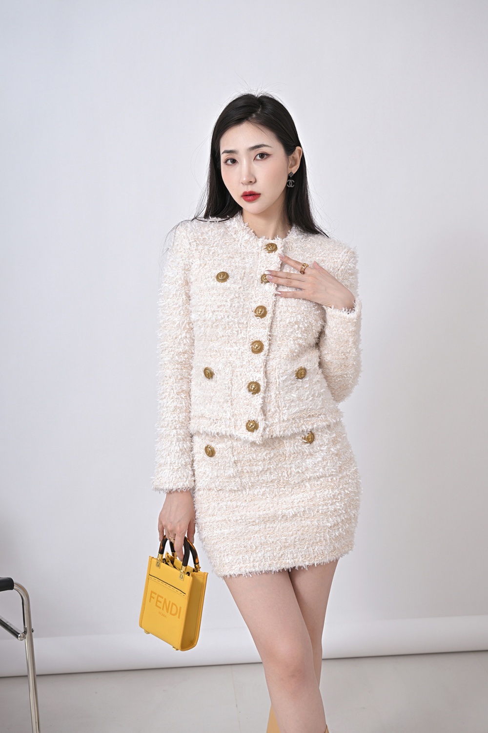 Autumn and winter buckle chanelstyle temperament coat