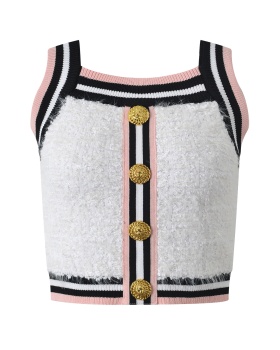 Ladies gold buckle vest short France style tops