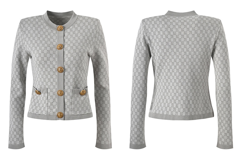 Autumn ladies jacquard tops temperament light luxury cardigan