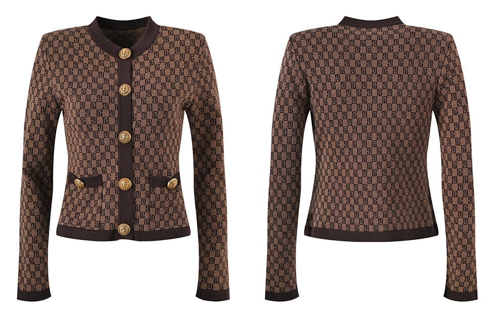 Autumn ladies jacquard tops temperament light luxury cardigan