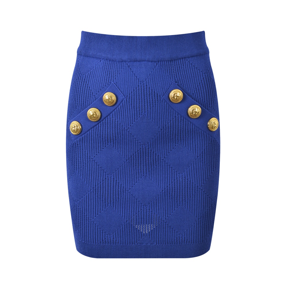 Slim sweater round neck short skirt 2pcs set