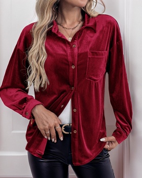 Pure single-breasted shirt shirt collar autumn tops