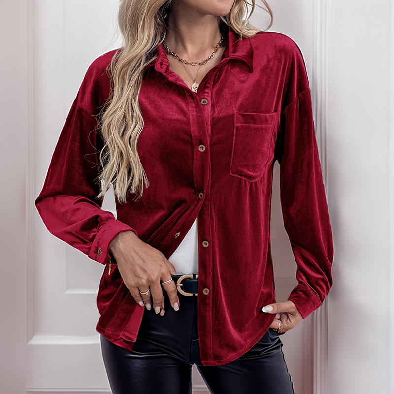 Pure single-breasted shirt shirt collar autumn tops