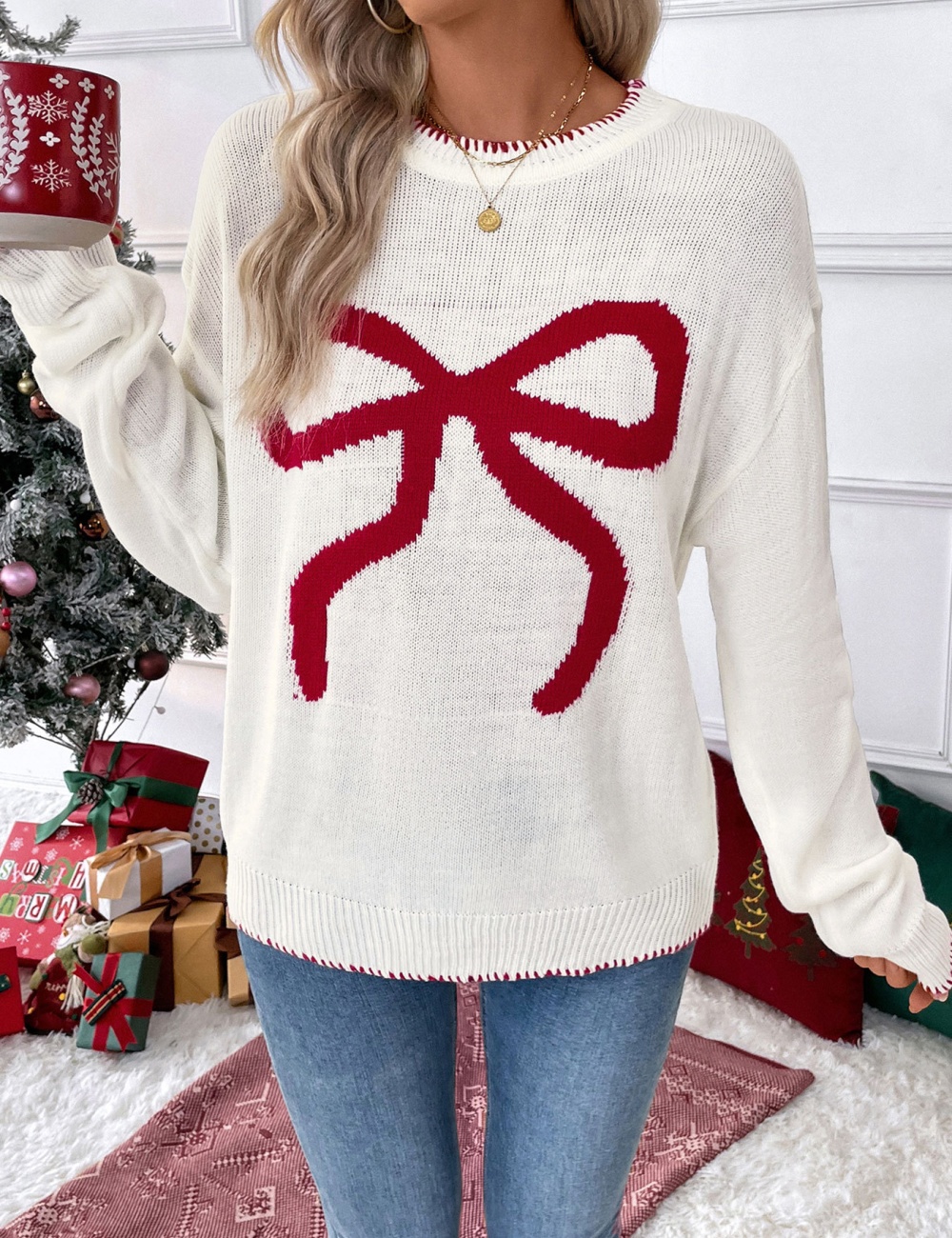 Autumn and winter round neck fashion loose sweater