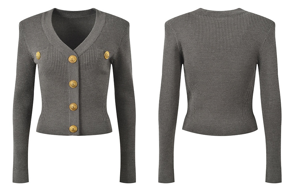 Metal buckles fashion cardigan ladies tops