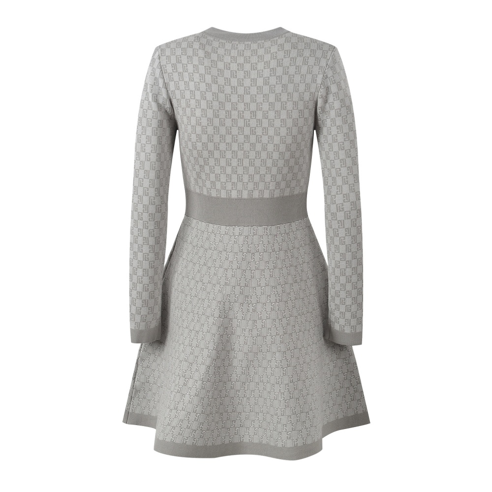 Round neck jacquard chanelstyle ladies dress