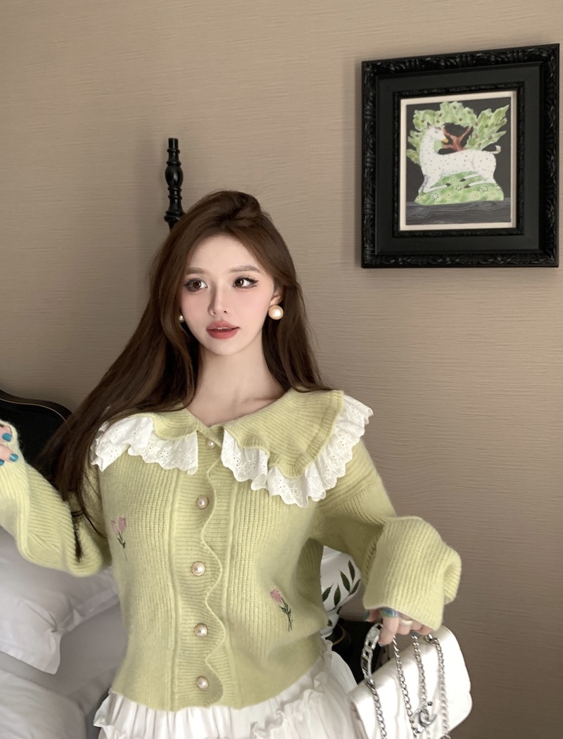 Embroidery sweater Korean style cardigan for women