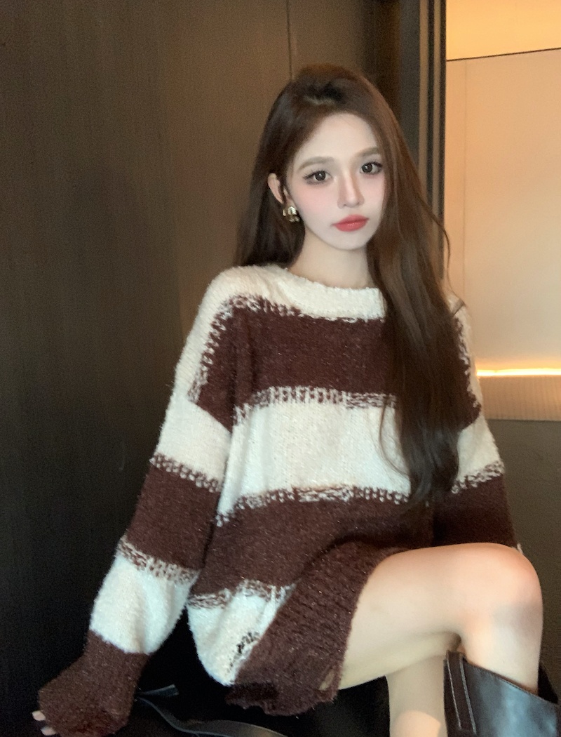 Holes long Casual slim long sleeve lazy sweater for women