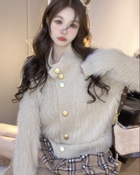 Temperament elmo sweater knitted coat for women