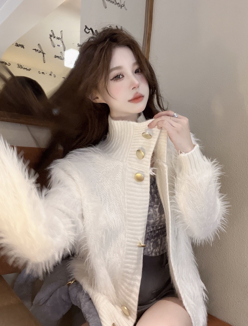 Temperament elmo sweater knitted coat for women