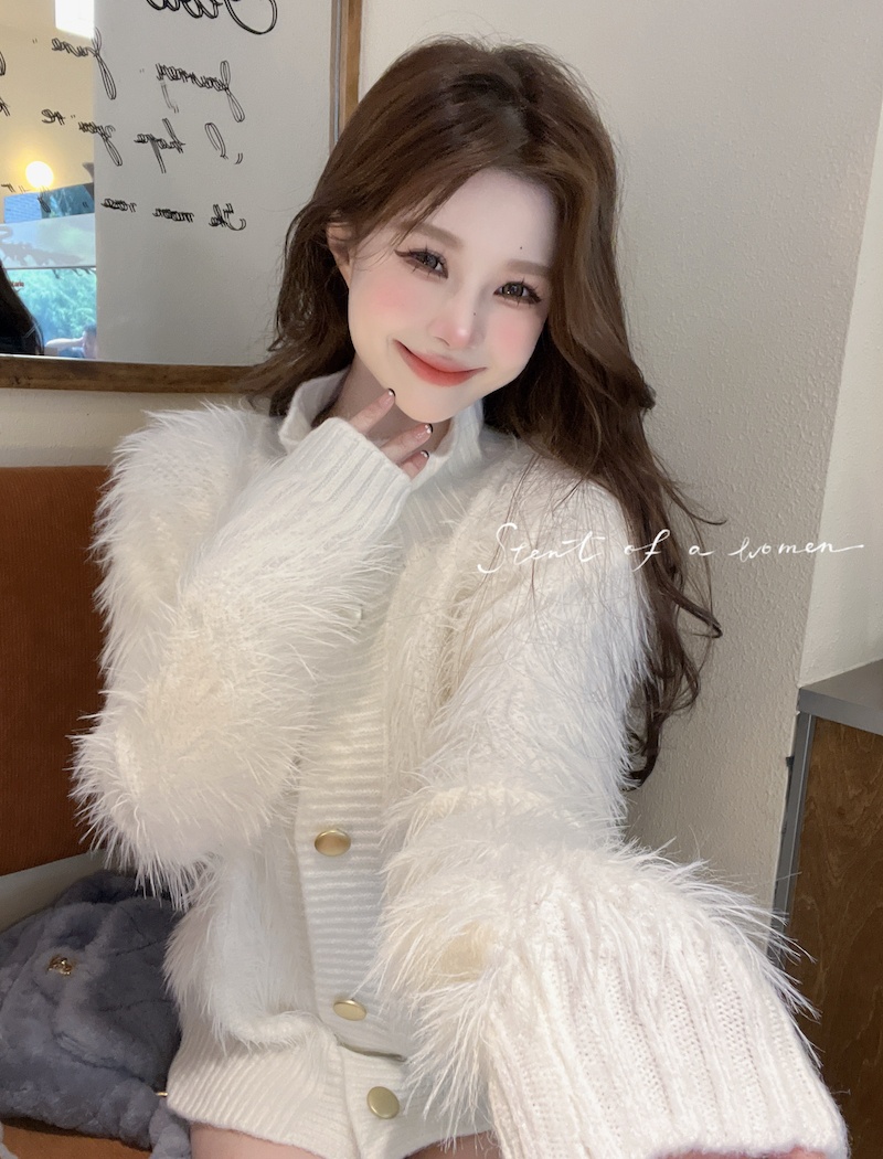 Temperament elmo sweater knitted coat for women