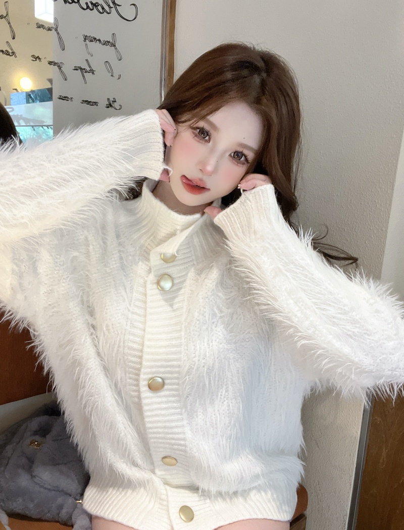 Temperament elmo sweater knitted coat for women