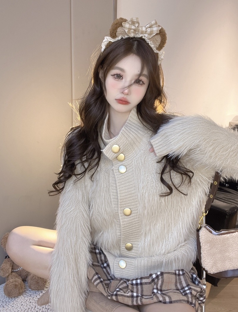 Temperament elmo sweater knitted coat for women