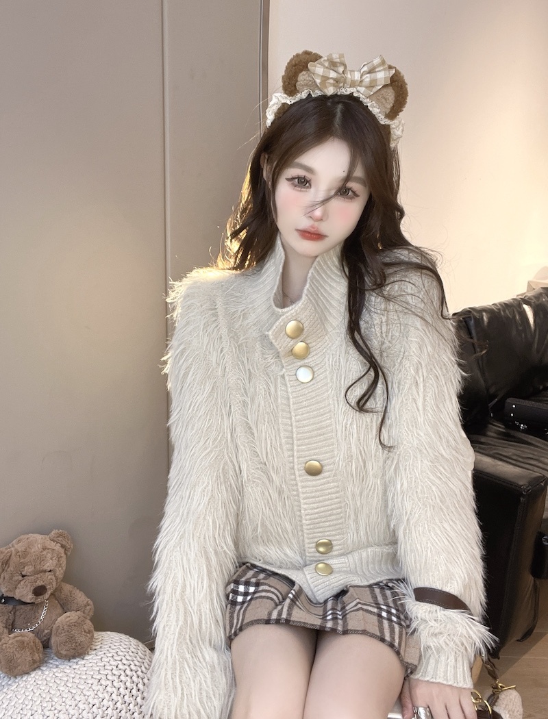 Temperament elmo sweater knitted coat for women