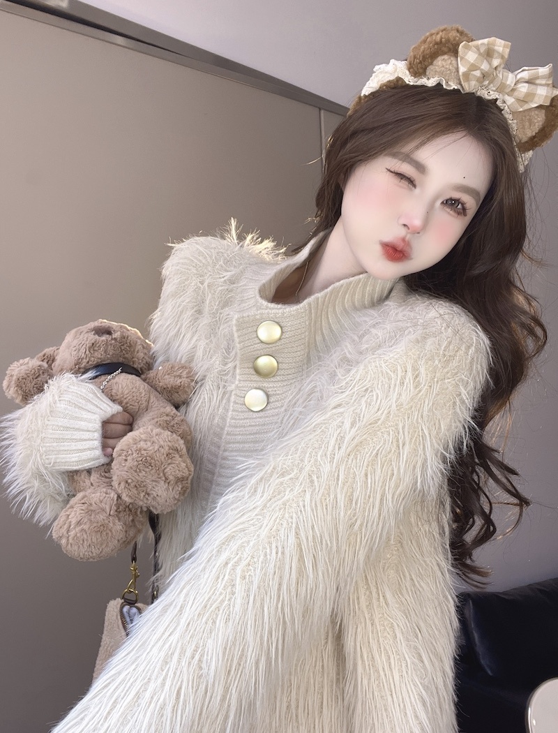 Temperament elmo sweater knitted coat for women