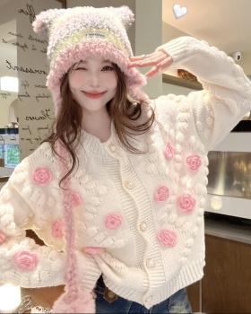 Retro short loose sweater Korean style Western style cardigan