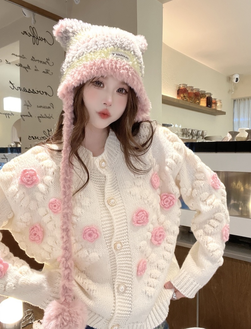 Retro short loose sweater Korean style Western style cardigan