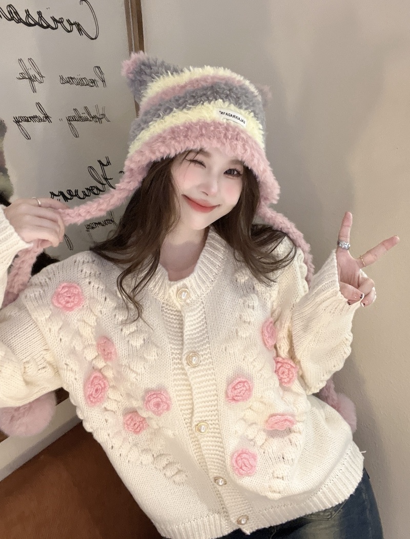 Retro short loose sweater Korean style Western style cardigan