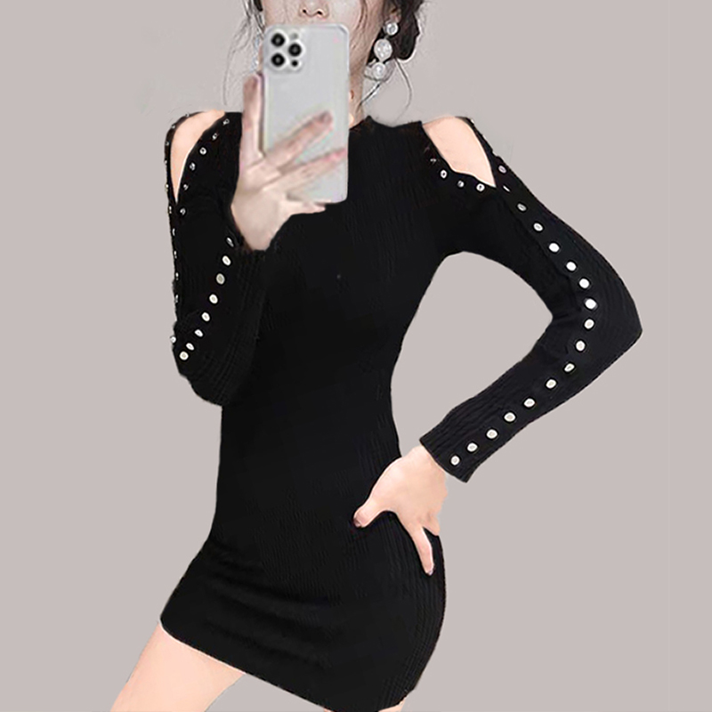 Niche knitted dress slim bottoming sweater for women