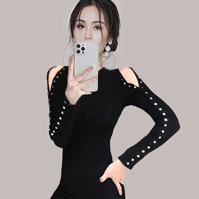 Niche knitted dress slim bottoming sweater for women