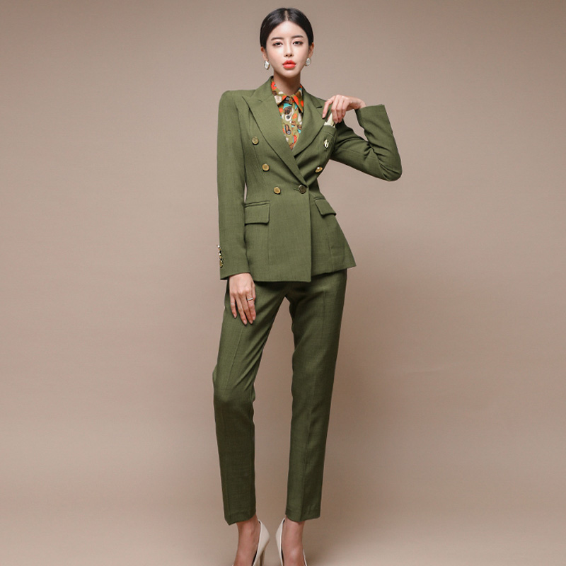 British style business suit long pants 2pcs set