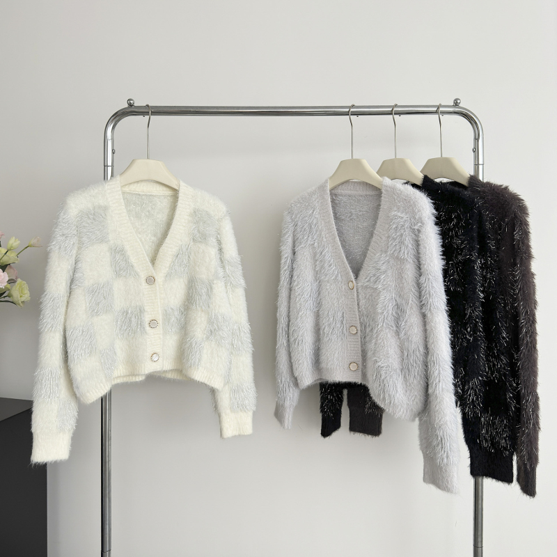 Imitation of mink hair sweater cardigan for women